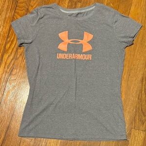 Under Armour Charcoal Tee with Coral Logo